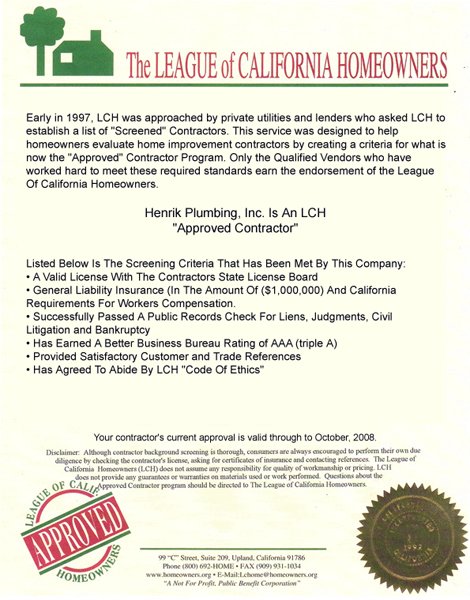The league of california home owners document